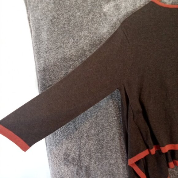 Bryn Walker Brown and Red Cardigan Sweater with Classic Knit Design Open Size S - Picture 5 of 10